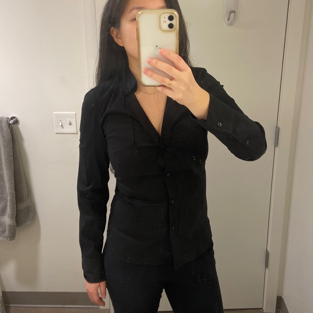 Armani Exchange Black Button-Down Shirt (XS)